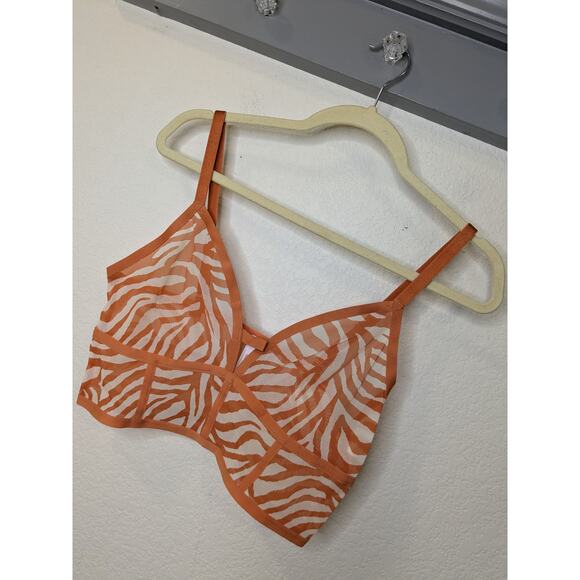 Auden Unlined Long Line Bralette Burnt Orange Zebra Print Womens Size Large - Picture 2 of 11